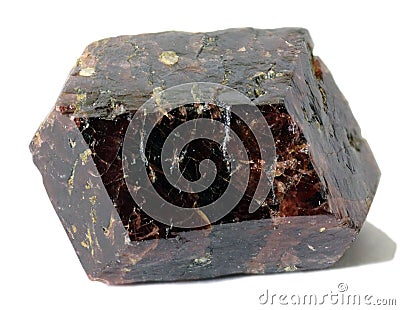 Natural dark red crystal of garnet-almandine mineral Stock Photo