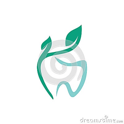 Natural dental vector logo design. Stock Photo