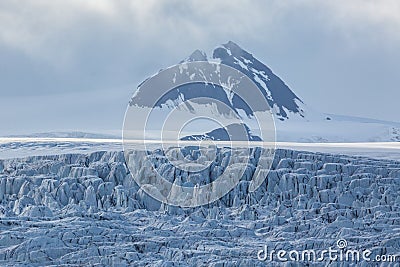Details of Esmarkbreen glacier crevasses in Svalbard Stock Photo