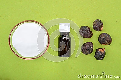 Natural detergents soap nuts and baking soda. Stock Photo