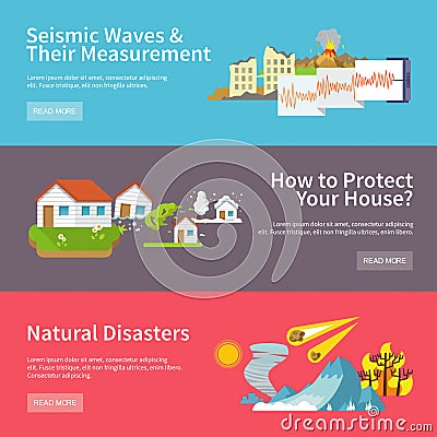 Natural Disaster Banners Vector Illustration