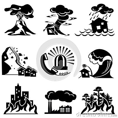Natural disaster icons Vector Illustration
