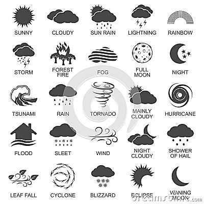 Natural disaster icons set Vector Illustration