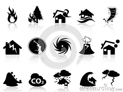 Natural disaster icons set Vector Illustration