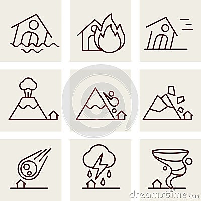 Natural Disaster Icons Stock Photo