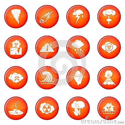 Natural disaster icons vector set Vector Illustration