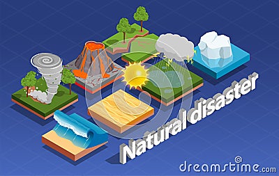 Natural Disaster Isometric Composition Vector Illustration