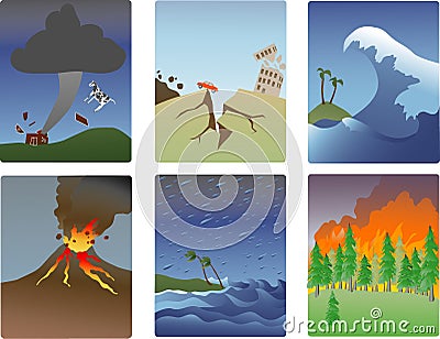 Natural disaster miniatures Vector Illustration