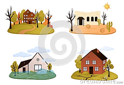 Natural disaster set Vector Illustration