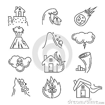 Natural disaster vector icons Vector Illustration