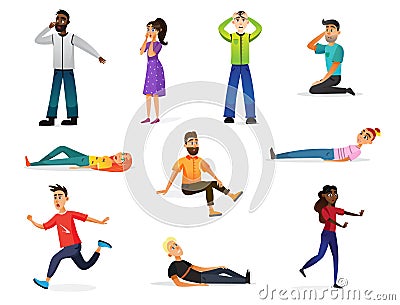 Natural Disaster Victims Characters, Emergency Stock Photo