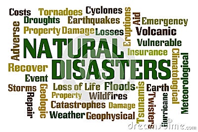 Natural Disasters Word Cloud Stock Photo