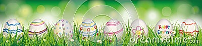 Natural Easter Eggs Spring Happy Easter Header Vector Illustration