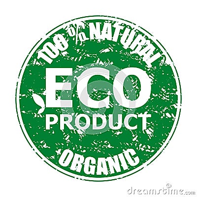 Natural eco product organic rubber stamp Vector Illustration