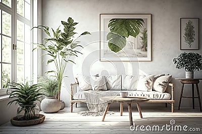 Natural Elegance Modern Tropical Wood Sofa Table for a Serene Living Room Stock Photo