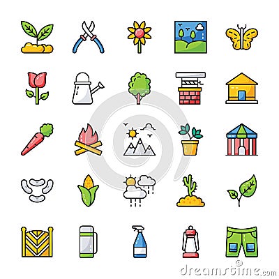 Natural Elements Icon Set Vector Illustration