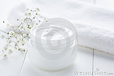 Natural facial cream healthy organic cosmetic wellness and relaxation product Stock Photo