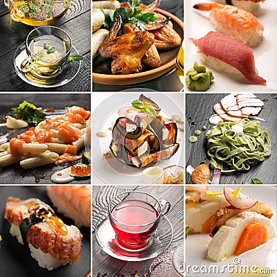 Natural food collage Stock Photo