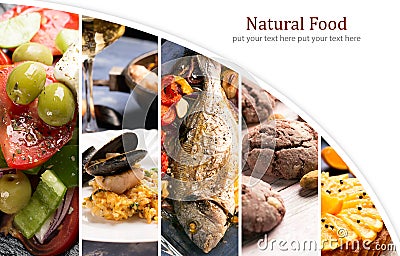 Natural food. Photo collage. Stock Photo