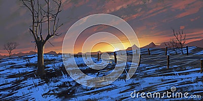 Natural Forest Park. Fiction Backdrop. Concept Art. Realistic Illustration. Stock Photo