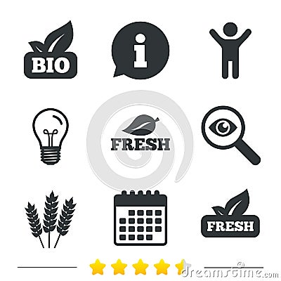 Natural fresh Bio food icons. Vector Illustration