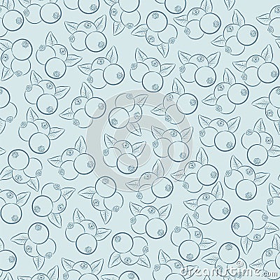 Natural fresh organic forest blueberry seamless pattern Vector Illustration