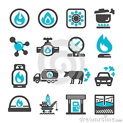 Natural gas icon set Vector Illustration