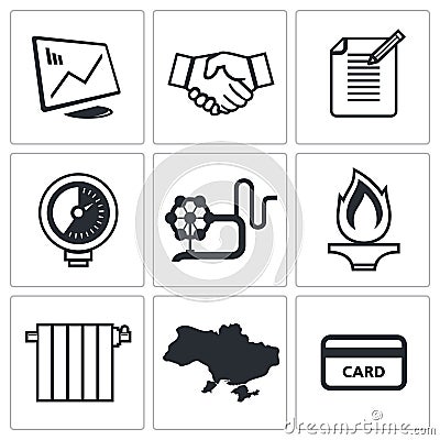 Natural gas industry icon collection Stock Photo