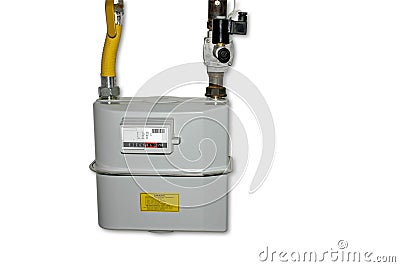 Natural Gas Meter. Isolated on white Stock Photo