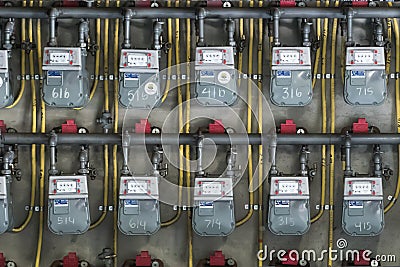 Natural gas meters Editorial Stock Photo