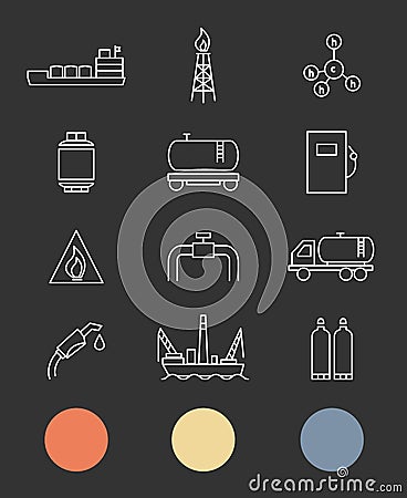 Natural gas. Production and transportation flat Vector Illustration