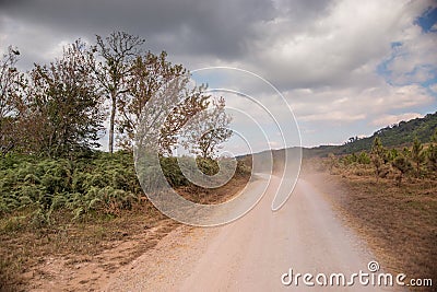 Natural gravel dust country road. Stock Photo