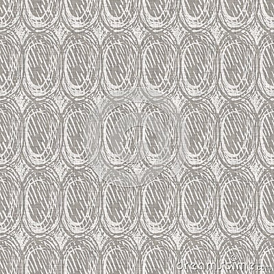 Natural gray french woven linen texture background. Dotty circle eco flax shape motif seamless pattern. Organic yarn Stock Photo