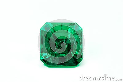 Natural green emerald sapphire precious gemstone isolated on white background Stock Photo