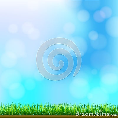 Natural Green Grass Background with Focus and Bokeh Vector Illustration