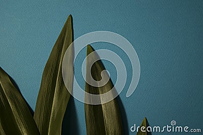 Natural green leaf of rich green cold muted color. Stock Photo