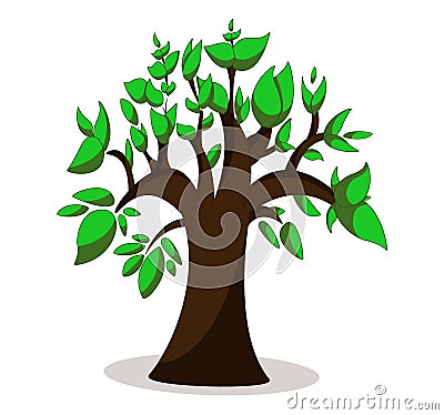 Natural Green Tree with Leaves. Vector Illustration Vector Illustration