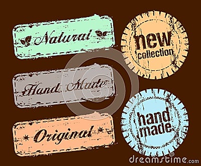 Natural, hand made, original and new collection stamps Vector Illustration
