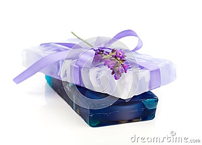 Natural herbal lavender soap Stock Photo