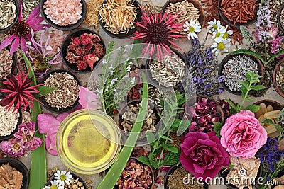 Natural Herbal Medicine for Skincare Stock Photo