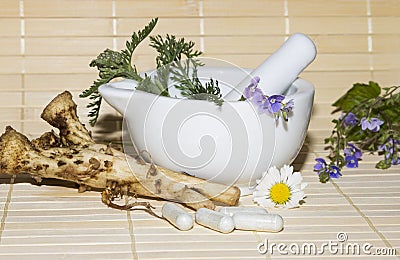 Natural herbal remedies Stock Photo