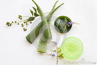 Natural herbal soothing gel aloe vera health care for skin face Stock Photo