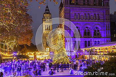 Natural History Museum in London at Christmas Editorial Stock Photo