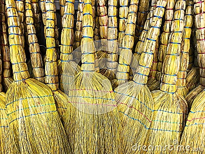 Natural home broom for sweeping, cleaning Stock Photo