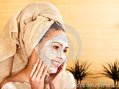 Natural homemade clay facial masks . Stock Photo