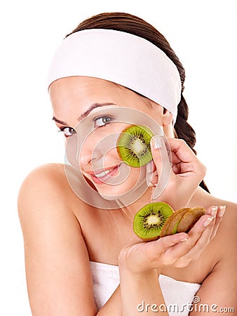 Natural homemade fruit facial masks . Stock Photo