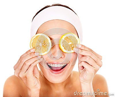 Natural homemade fruit facial masks . Stock Photo