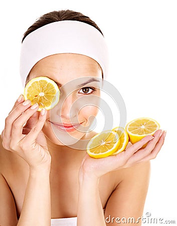 Natural homemade fruit facial masks . Stock Photo