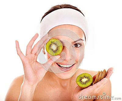 Natural homemade fruit facial masks . Stock Photo
