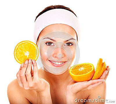 Natural homemade fruit facial masks . Stock Photo